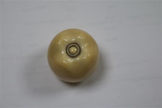 A Japanese ivory model of a fruit, with screw top